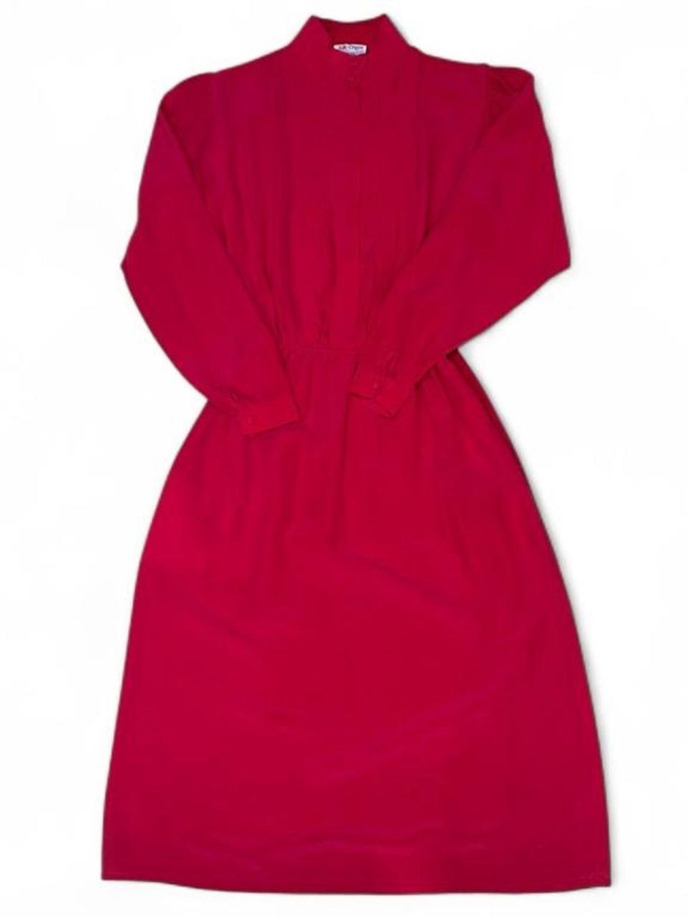 Vintage Silk Dragon 100% Silk Red Pleated Midi Dress with Pockets - Size 4